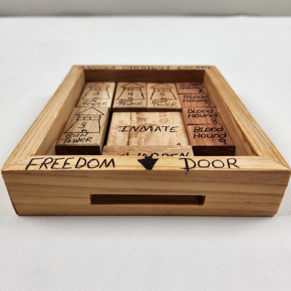 Angola Greatest Escape Prison Folk Art Wooden Sliding Block Puzzle with Receipt